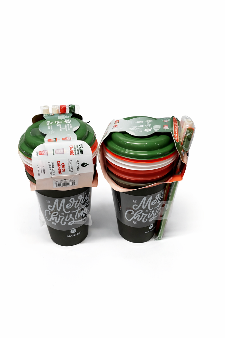 Manna Tumbler With Lid 4 Pack, 2 Pack, Merry Christmas Green 