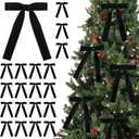 SIMISI RIBBON 24 Pcs Black Velvet Bows Christmas Tree Ornaments Vintage Ribbon Bow for Tree Garland Wreath Rustic Crafts Gift Indoor Outdoor Xmas Decorations