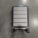 Expandable 20Inch Carry On Luggage Airline Approved - Front Pocket Travel Suitcase 100% PC Unbreakable -with Cup Holder,USB Charge,Side Pothook, 360Spinner Wheels, TSA Lock-Grey,20 Inch-EXT