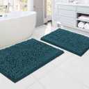 H.VERSAILTEX Bath Mats - Non Slip Luxury Chenille Bathroom Rugs, Extra Soft Absorbent Shaggy, Washable Fast Dry 2 Piece (Dark Teal, 20" x 32"/17" x 24")