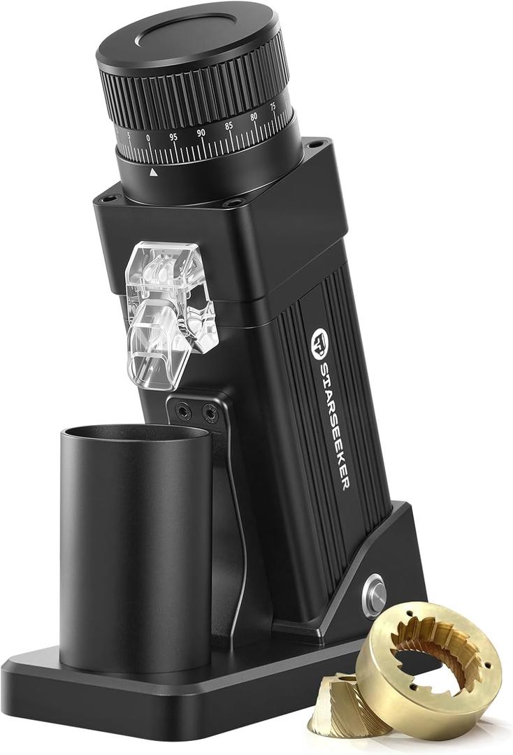 STARSEEKER E55 Pro Electric Coffee Grinder, 55mm Titanium Conical Burr - Professional Espresso Grinder with Stepless Adjustment & Anti-Static Tech, for Home, Office, Caf Use