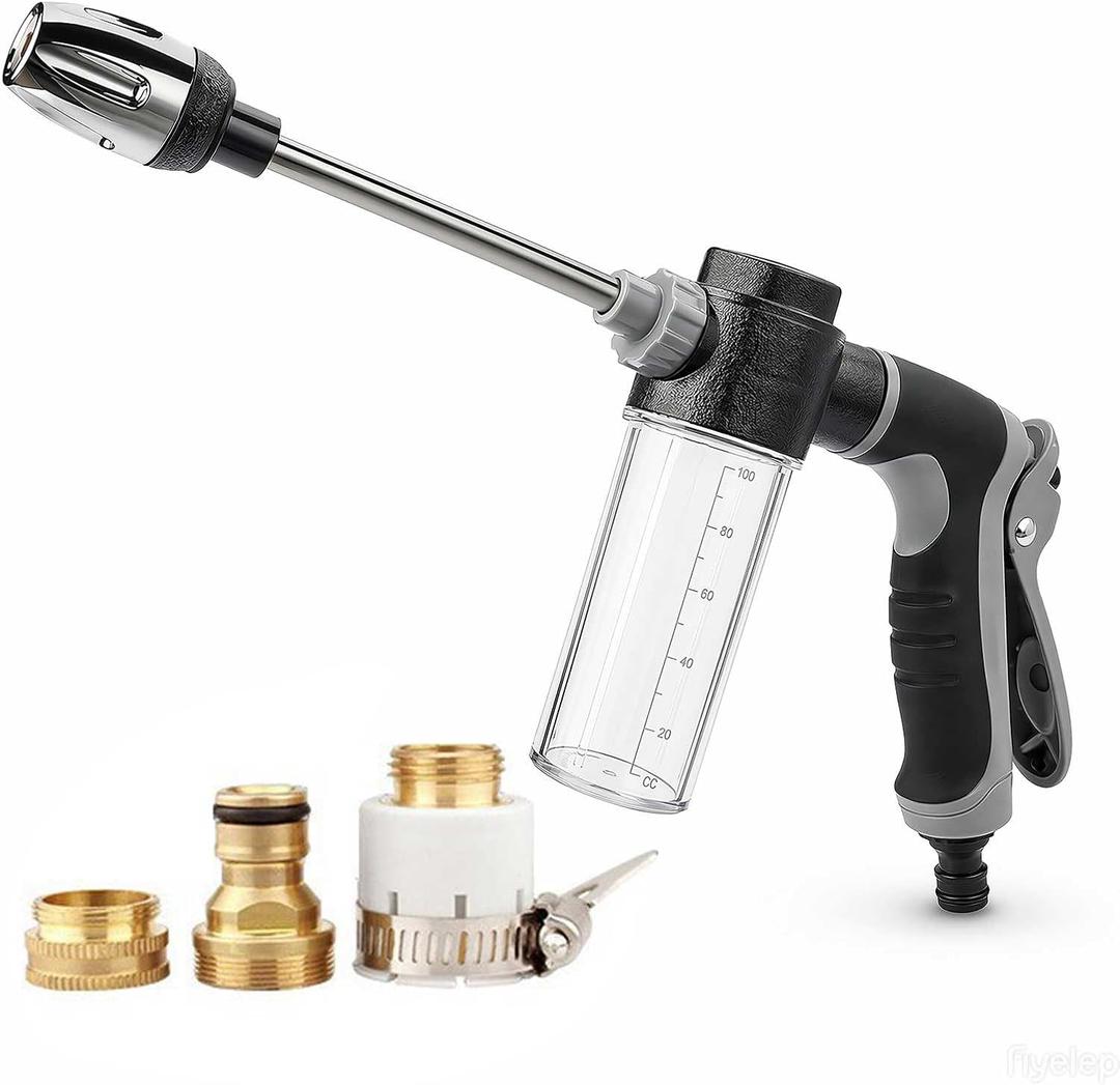 Heavy Duty Garden Hose Nozzle, 2026 Upgraded High Pressure Water Cleaning Jet, Multi-Function Sprayer for Lawn, Yard, Car, Pet, Driveway – Universal Fit 3/4 Inch Thread, No Electricity Needed