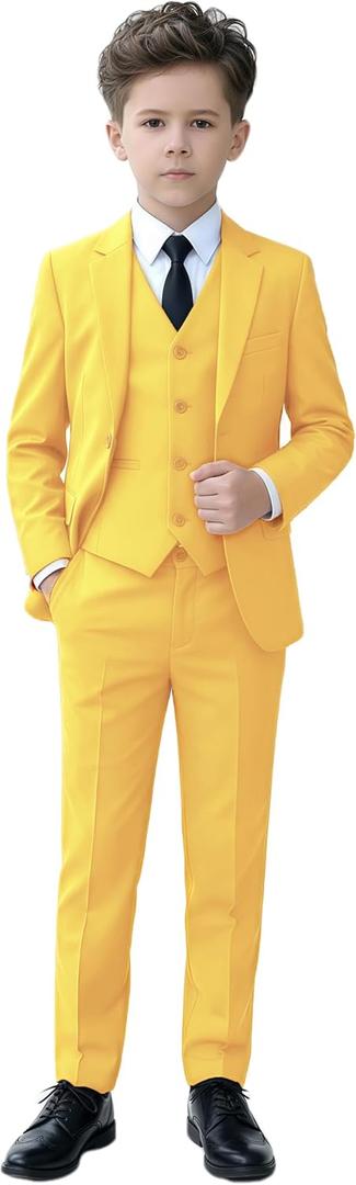 YuanLu Boys Suit for Kids Tuxedo Wedding Ring Bearer Outfit, 5 Piece Boy Slim Fit Formal Suits with Adjustable Waist 5T