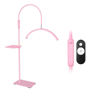 Lash Light for Eyelash Tech, Led Floor Lamp Half Moon Light for Eyelash Extensions, Tattoo Artists, Nail Tech, Skincare, Esthetician Lights, Office, Bedroom,with Stand Tray, Pink