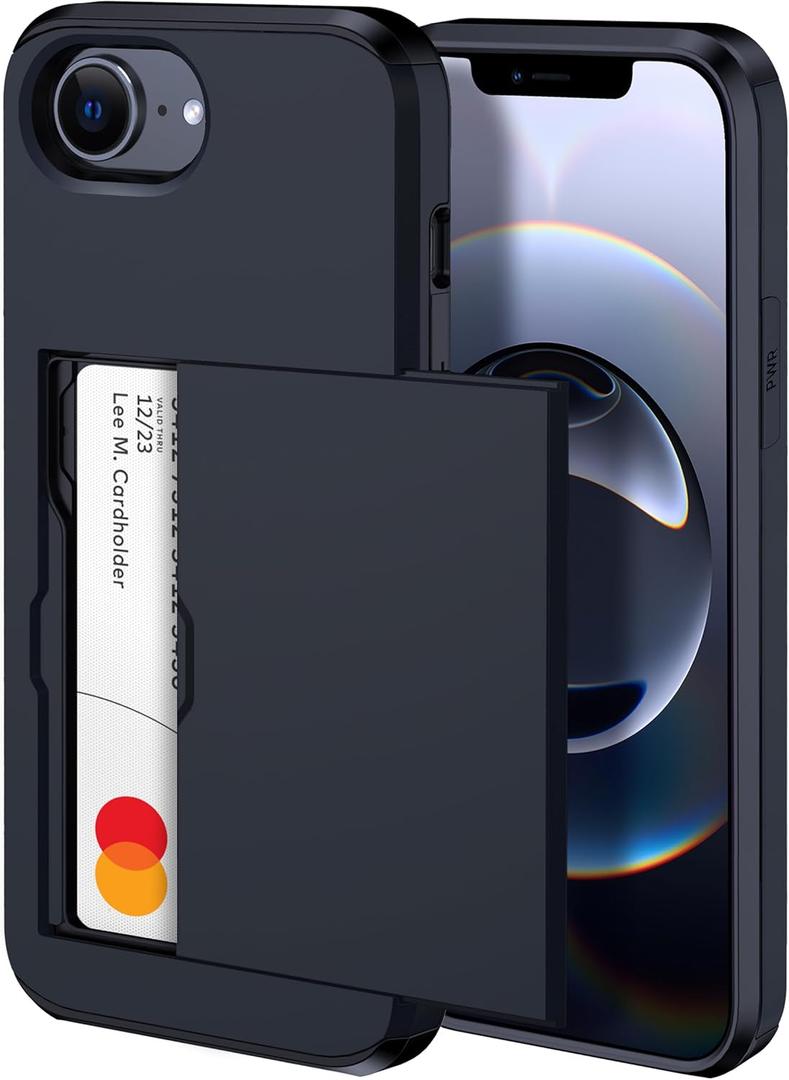 harusaki for 2025 iPhone 16e Wallet Case with Hidden Card Slot - Wireless Charging Compatible iPhone 16e Case with Card Holder for Men and Women (Black)