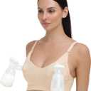 GXXGE Nursing Bra Support Pumping Bra Hands Free All in One Maternity Bra Comfortable Breast No Pad Pumps Bra, Size L