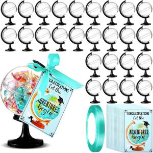 Gerrii 36 Sets Graduation Candy Box Gift Set 2026 Globe Graduation Candy Jar with Ribbons DIY Grad Treat Container Let The Adventures Begin Grad Party Decoration Birthday Gift Fillable with Treats