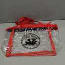 Clear ZIPPER tote with color trim and bottom, Red trim, Pack of 4