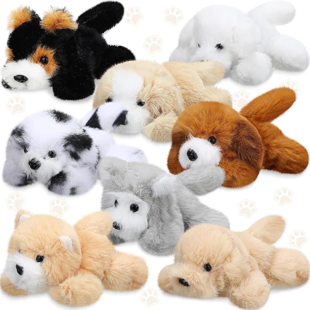 Sumind 8 Pcs Mini Dogs Stuffed Animals Bulk Assorted Cute Stuffed Puppy Dogs 5 Inch Small Animal for Halloween Christmas Birthday Party Supplies Favors(Long Hair Dog)