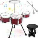 Upgraded Toddler Drum Set with Lights Kids Jazz Drum Kit, Musical Instrument Toys for Toddler 1-3 3-5 Boys Girls Christmas Birthday Gift