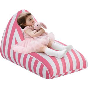 COMAX Bean Bag Chairs for Kids, Kid Beanbag Chair Stuffed with Filler, Toddler Lounge Chair Cotton, Lazy Floor Lounger for Girls and Boys, Premium Cotton Canvas (39.4"D x 23.6"W x 23.2"H, Pink Stripes)