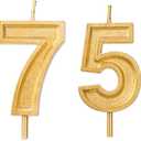 2.76 inch Gold 75th Birthday Candles,Number 75 Cake Topper for Birthday Decorations