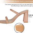 Athlefit Women's Square Open Toe Two Strap Heeled Sandals Slip On Block Chunky Heels Sandals, Size 10