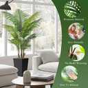6FT Artificial Palm Tree, Tall Faux Palm Tree Indoor with Black Fake Plants Tall, Artificial Plants with Lifelike Leaves for Home Office Decor (Black)