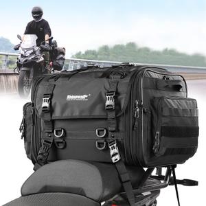 Rhinowalk Motorcycle Tail Bag Expandable Motorcycle Travel Luggage 60L Waterproof All Weather/Trunk/Rack Bag with Sissy Bar Straps-Black