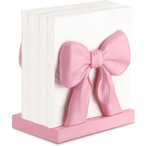 Chunful Pink Bow Napkin Holder, Cute Pink Kitchen Decor Napkin Paper Towel Holder Storage for Home Kitchen Dining Room Valentine's Gift Table Countertop Coquette Picnic Tissue Dispenser