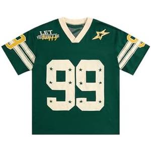 SOLY HUX Mens Jersey Y2k Baggy Shirts Graphic Tees Oversized V Neck Tshirts Summer Tops Size Medium