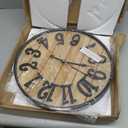 Large Wall Clock 16IN, Silent Metal Wood Style Wall Clocks Battery Operated for Living Room Decor, Farmhouse Big wall Clock, Outdoor