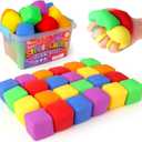 24 Pack Mini Slow Rise Stress Cube: Pull Stretch Fidget Toys for Stress Relief, Dough Squishy Toys Bulk for Kids, Classroom Prize Box Toys, Fidgets for Classroom, Hand Therapy Sensory Squishy Ball