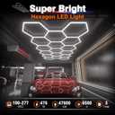 Hexagon Garage Lights : 3 Level Dimmable 476W Tube 17 Grids Hexagon LED Lights - Easy Install 6500K Super Bright Hex Lights for Warehouse, Car Detailing Shop, Exhibition Hall, Gym, 17 HEX+NoBorder