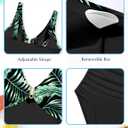 Girls One Piece Swimsuit Cut Out Ruffle Bathing Suit Twist V Neck Swimwear Solid Color with Cover Up Skirt 7-16T (Black)