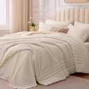 Queen Comforter Set Beige - Bed in a Bag Queen Size 7 Pieces, Soft Bedding Set for All Seasons, Premium Queen Comforter Set with Comforter, Sheets, Pillowcases & Shams