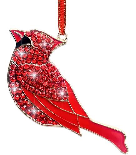 Red Cardinal Ornaments for Christmas Tree 2025 Metal Cardinal Christmas Hanging Ornament Bird Xmas Tree Ornaments Xmas Decorations Memorial Keepsake Gifts for Women Girls Kids