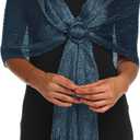 Rheane Shawls and Wraps for Evening Dress, Sparkle Shawls for Women with Buckle - Elegant Wedding Party Formal Shoulder Wrap (Blue)
