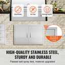 VEVOR BBQ Access Door, 33W x 22H Inch Double Outdoor Kitchen Door, Stainless Steel Flush Mount, Wall Vertical with Handles, for BBQ Island, Grilling Station, Outside Cabinet