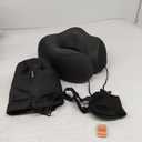 MLVOC Travel Pillow 100% Pure Memory Foam Neck Pillow, Comfortable & Breathable Cover, Machine Washable, Airplane Travel Kit with 3D Contoured Eye Masks, Earplugs, and Luxury Bag, Standard (Black)