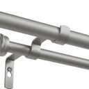 Exclusive Home Curtains Topper Double Curtain Rod and Finial Set, Matte Silver, 36"-72"