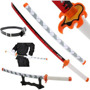 Demon Slayer Sword for Cosplay with Belt Holder Stand, 41 inches (Rengoku Kyoujurou)