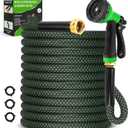 Garden Hose 50ft, Non-Expanding Water Hose, Lightweight, Kink Free, Sturdy, Leak-Proof, Portable, Flexible Hose with 10 Function Nozzle for Outdoor, Yard, Lawn, Car Wash and Camper Use