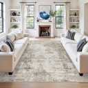 9x9 Square Area Rug Living Room Washable Non-Slip Indoor Rug for Bedroom Dining Room Home Office Low Pile Soft Durable Modern Neutral Carpet (Beige/Grey)