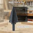 Lichamp Unibit Step Drill Bit for Metal, Genuine M2 Drill Stepper Bit for Hard Metal Heavy Duty, 11 Sizes from 1/4" to 1-3/8", Dual Straight Grooved with Hex Drive, A2BK