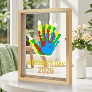 Bixinyo Family Handprint Kit - Baby Hand and Footprint Kit, Adoption Gifts, Family Gifts for Mom, New Parents, Mother's Day, Christmas, DIY Craft Keepsake Wooden Frame, 5 Non-Toxic Paints (Gold)
