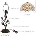 Tiffany Table Lamp, Stained Glass Style Desk Lamp, 12x12x19 Inch,Bedside Reading Light, Metal Leaf Base（Seven Color Wisteria Style