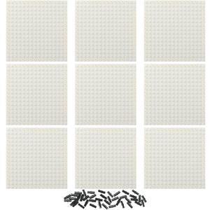 9pcs Brick 16x16 White Plate 1/3 with Holes and Pin Pixel Art Painting Classic Blocks Compatible with 65803 3673 Major Base Plates Brands