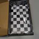 Wican Guest Towel Holder Tray for Bathroom, Oak and Iron Napkins Holder for Powder Room Dinning Table Wooden Basket for Disposable Paper Hand Towels Black and White (9.06 x 5.51 x 2.56 inches)