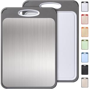 2 in 1 Stainless Steel Cutting Board with Handle Chopping Butcher Block Not Titanium Best Mama Mommy Bonus Mom Ever Mother In Law Gifts Step Mom Stepmom Grandma Gigi Granny Nana Present (Gray)