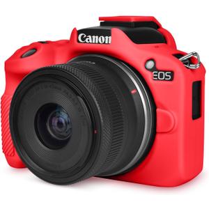 Rieibi EOSR50 EOS R50 Case, Soft Silicone Protective Case for Canon EOS R50 EOSR50 Vlogging Camera, Lightweight EOS R50 Camera Case Grip Cover Body Skin - Red