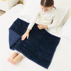 Mr. Sandman Weighted Lap Blanket 2LBS 20 x 30 Inches, Minky Dots Heavy Blanket with Glass Beads, Soft and Cooling for School and Home, Navy Blue