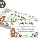 Yuzioey 50 Woodland Baby Shower Invitations, Forest Woodland Greenery Invitations Macthing Envelpoes, Diaper Raffle Tickets, Book Request Cards, Forest Creatures Invitations