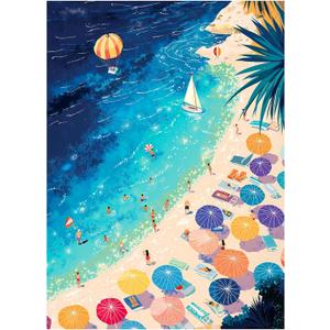 Jigsaw Puzzles for Adults 1000 Pieces, Challenging Unique Shaped Puzzle for Game Night Family Home Decor, 20x27 Inches, Vacation Relax Beach Blue Sea Puzzles