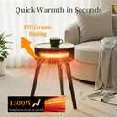 Space Heater, 1500W PTC Ceramic Side Table Heaters for Indoor Use, Electric Heater with Remote, LED Light, ECO Mode, Oscillation, 12H Timer, Overheat & Tip-Over Protection, Black