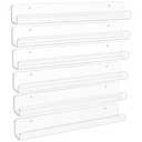 upsimples 6 Pack Clear Acrylic Shelves, 1.7" x12" Clear Wall Shelves for Nail Polish, Vinyl Wall Mount, Record Holder, Magazine Rack, Comic Display, Picture Ledge Shelf Décor