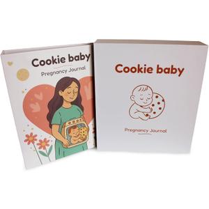 [CLEARANCE] Cookie Baby Pregnancy Journal & Memory Book - Luxury 4-Ring Gold Binder - Goes from Pregnancy to Age 5 - Hardcover Keepsake Album with Stickers & Gift Box