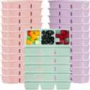 Hushee 25 Pack 17 oz Small Meal Prep Containers with 3 Compartments Snack Containers with Lid Disposable Plastic Bento Box Travel Lunch Food Boxes Stackable for Office Picnic (Purple,Pink,Mint Green)