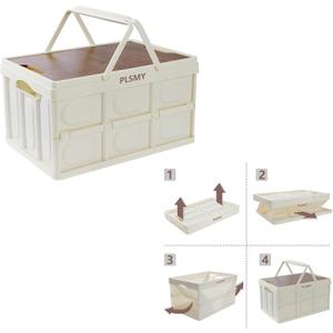35l,large picnic basket,collapsible picnic basket,white basket withhandle,picnic supplies beach picnic basket picnic basket for 4-6,ldeal for home, kitchen, camping, picnic, beach, shopping, etc.