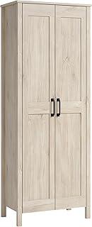 Sauder 2-Door Storage Cabinet, Tall Wooden Organizer, in a Chalk Oak Finish